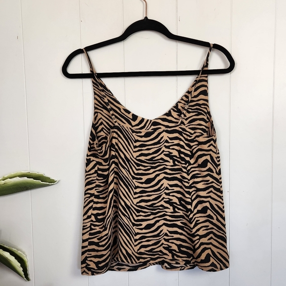 Banana Republic Brown Animal Print Tank Top Shell Blouse Flowy Office Sleeveless - Picture 3 of 7
